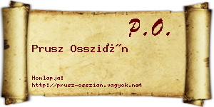 Prusz Osszián névjegykártya